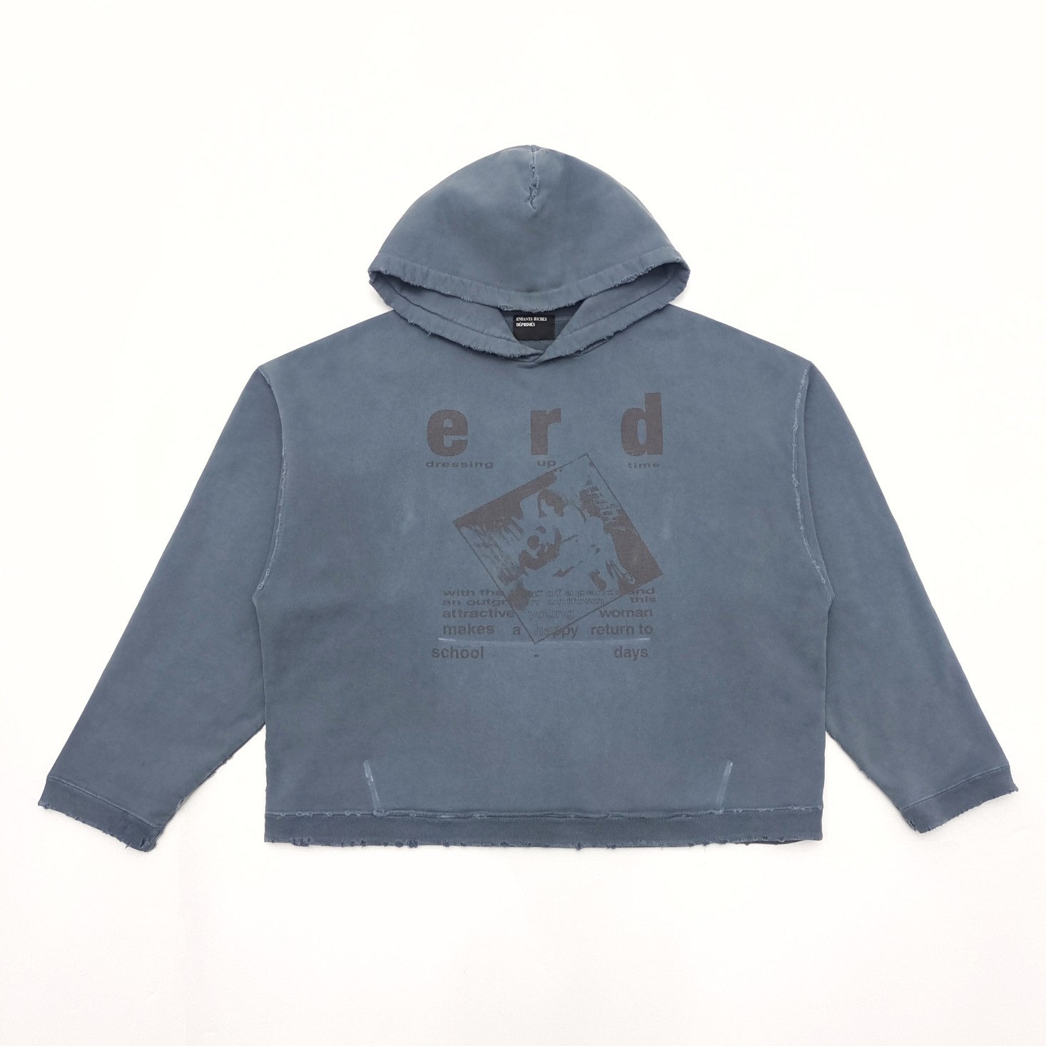 Enfants Riches Deprimes Navy Washed Classic Logo Cotton Hoodie - PerfectKickZ