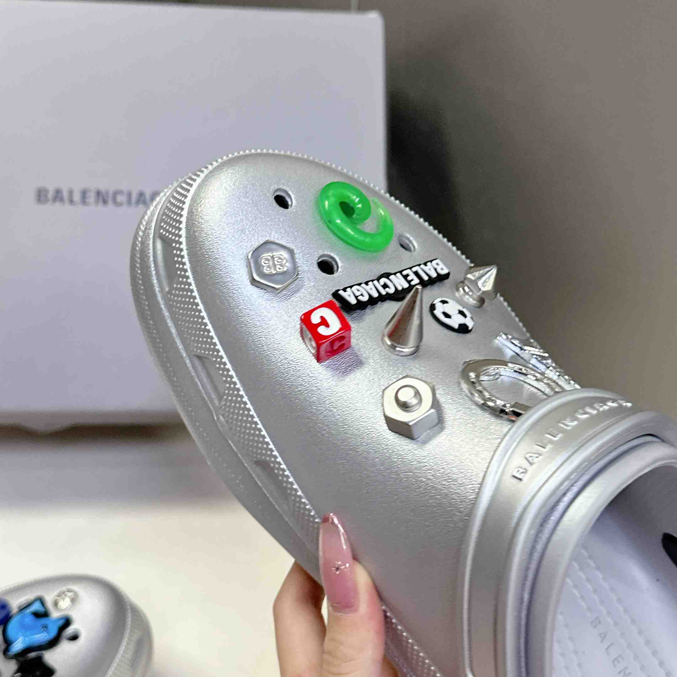 Balenciaga Crocs™ Mule In Silver - PerfectKickZ