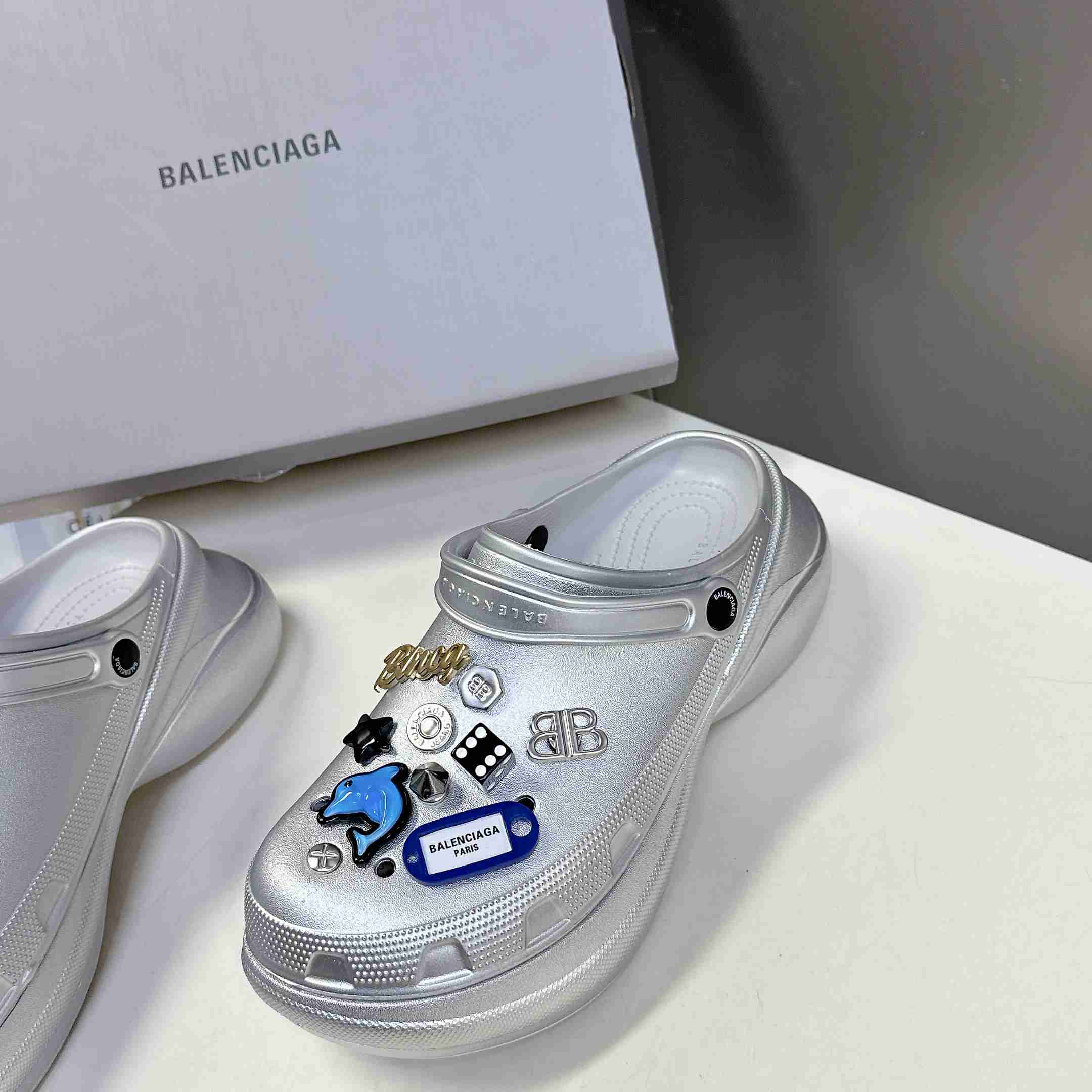 Balenciaga Crocs™ Mule In Silver - PerfectKickZ