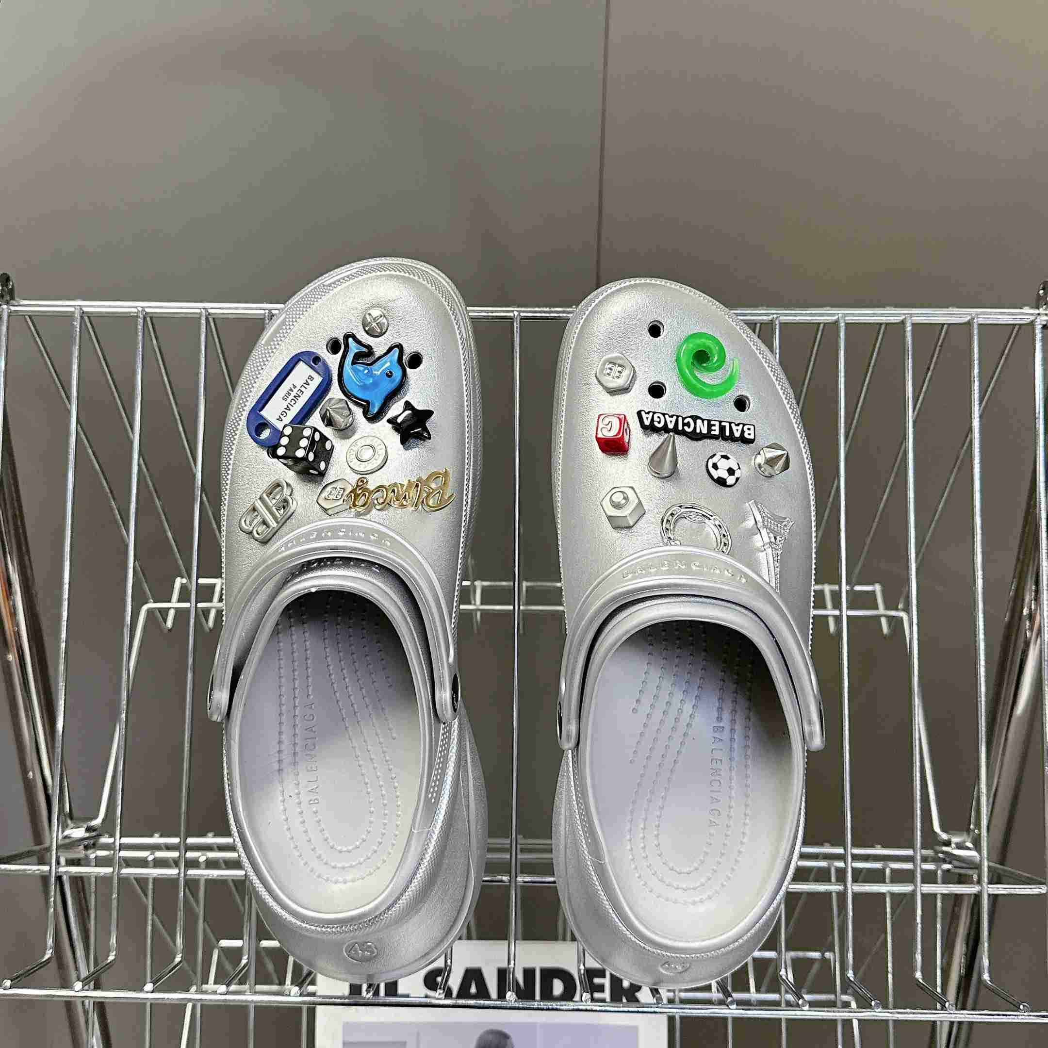 Balenciaga Crocs™ Mule In Silver - PerfectKickZ