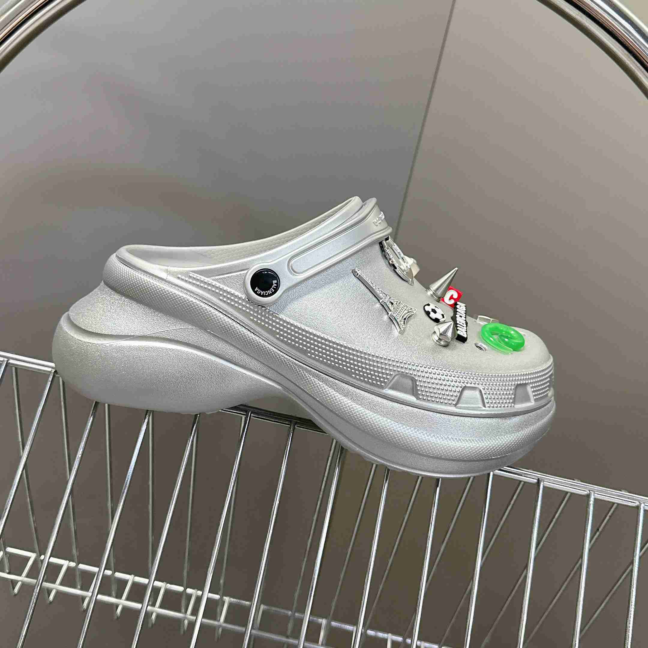 Balenciaga Crocs™ Mule In Silver - PerfectKickZ
