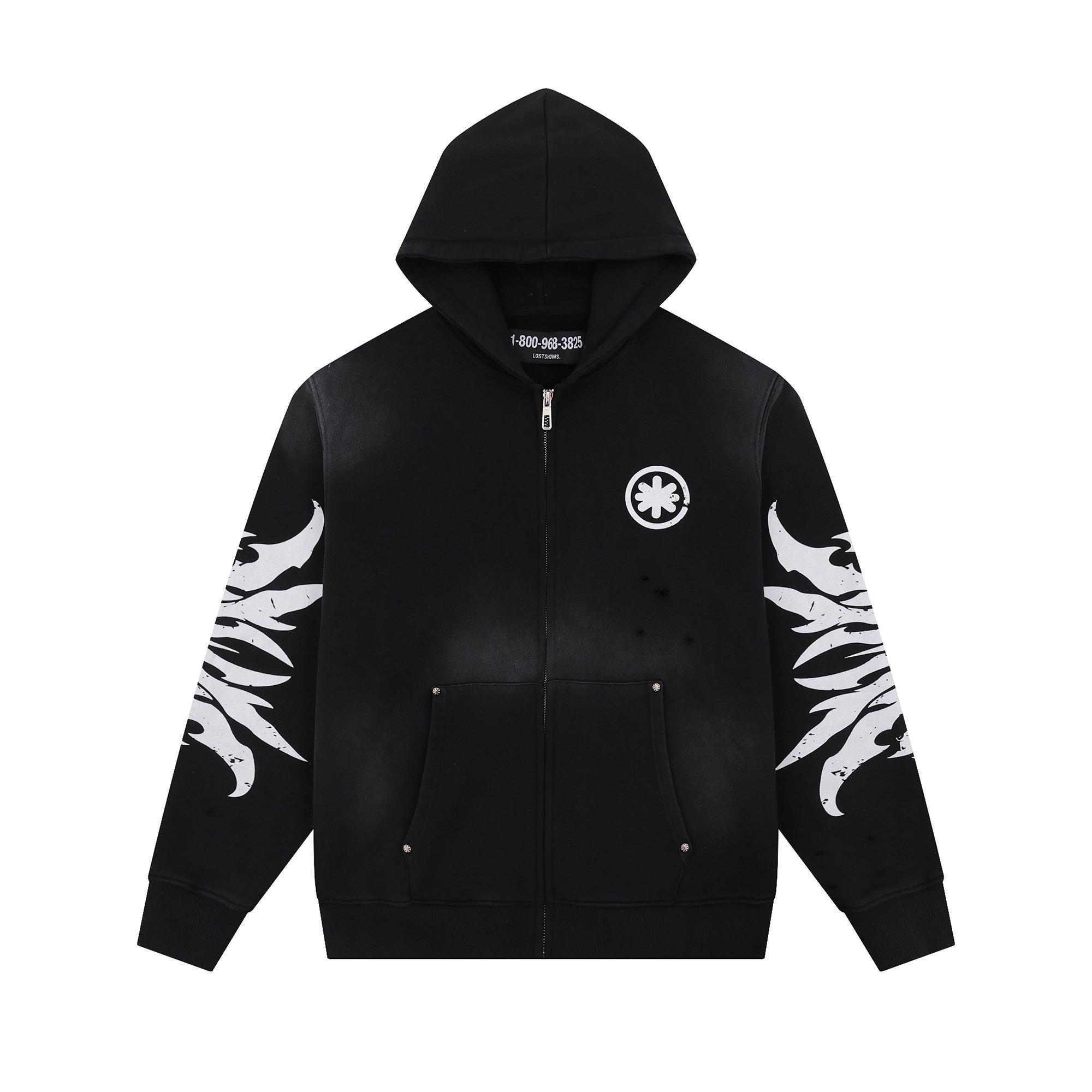 LostShdws Complex Con Exclusive Acid Wash Zip Up Hoodie Black - PerfectKickZ