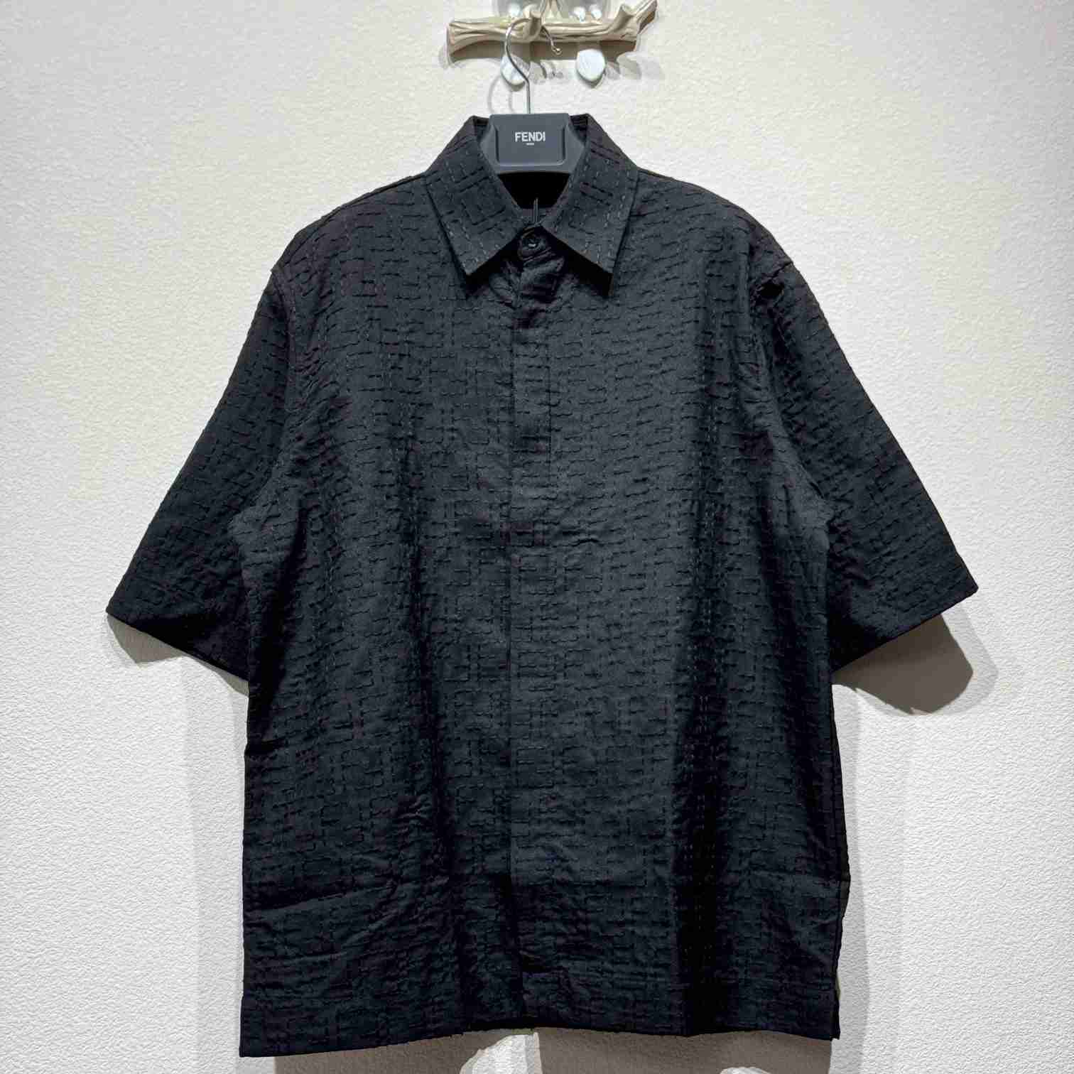 Fendi Black Linen FF Jacquard Shirt - PerfectKickZ