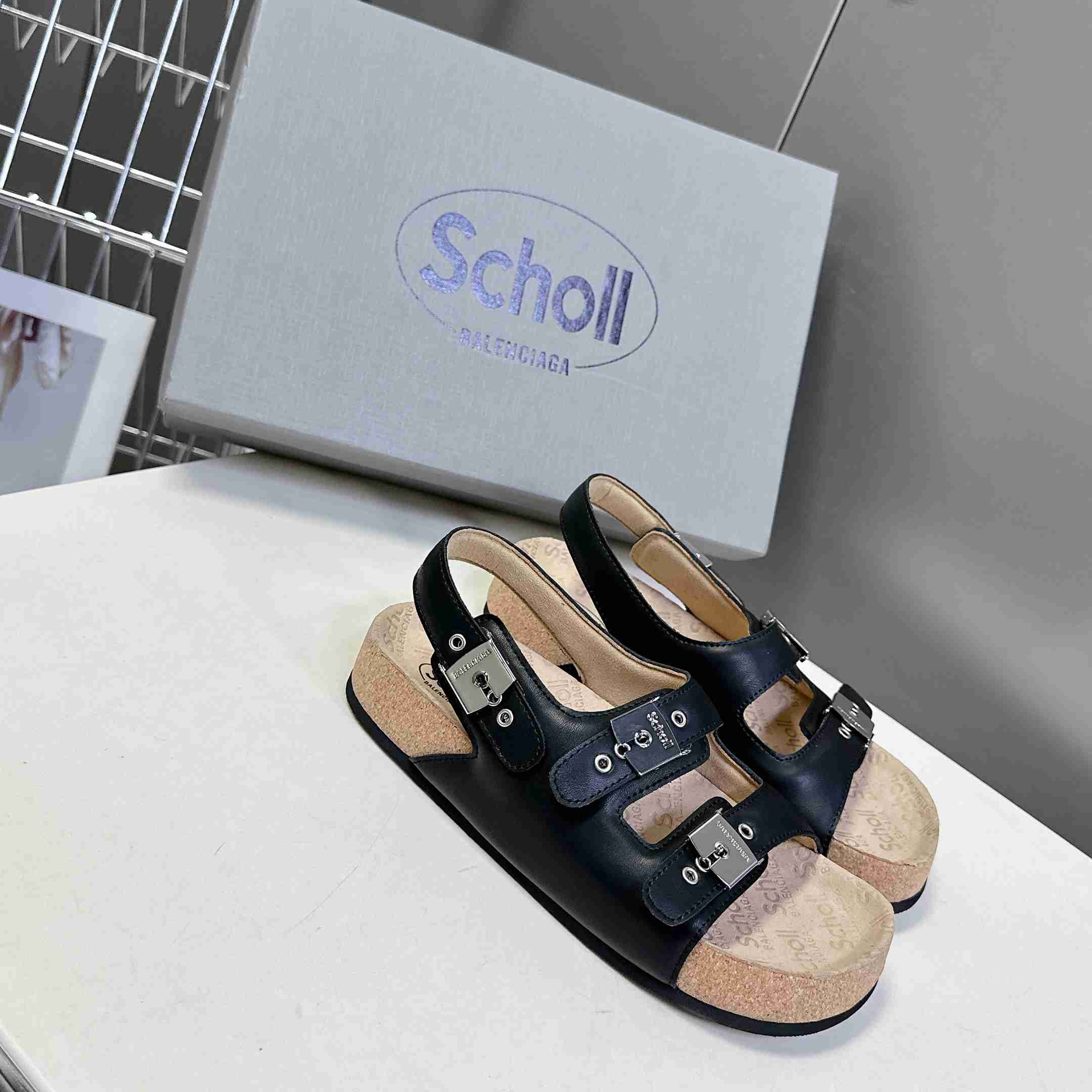 Balenciaga Scholl Flat Sandal In Black - PerfectKickZ