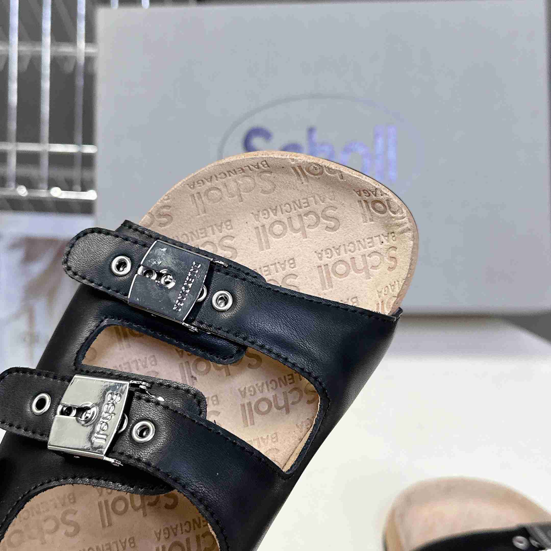 Balenciaga Scholl Flat Sandal In Black - PerfectKickZ