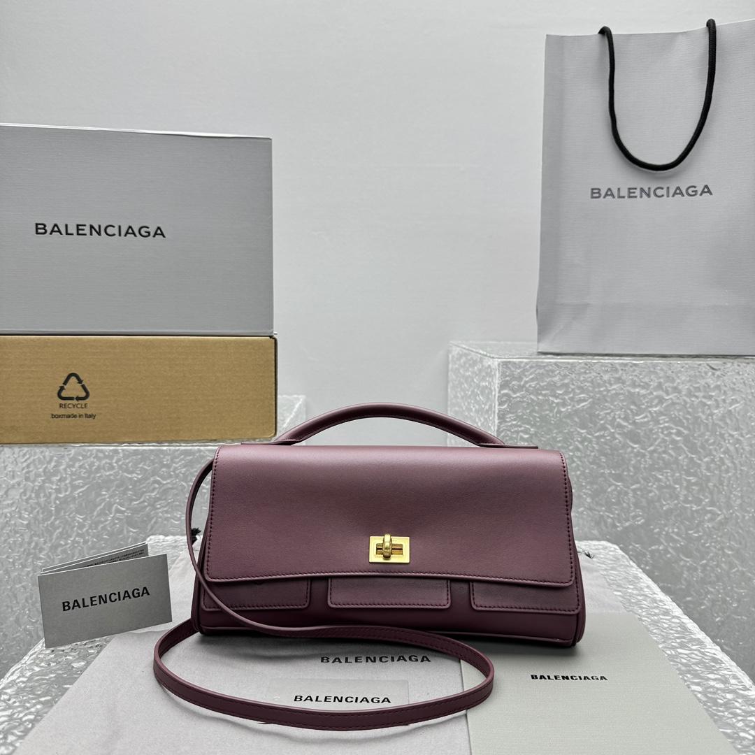 Balenciaga Bel Air Clutch On Strap Small In Dark Burgundy - PerfectKickZ