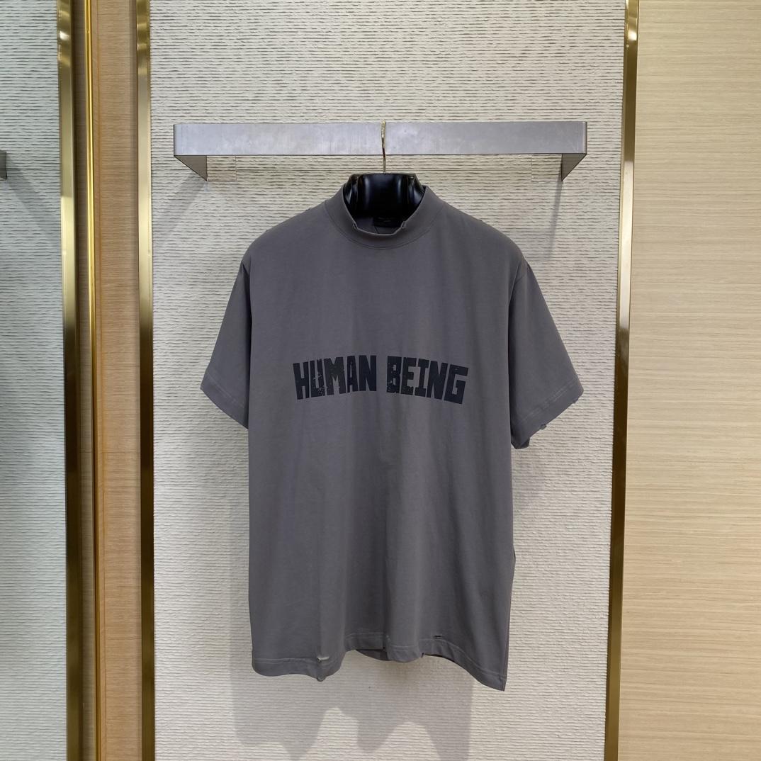 Balenciaga Human Being Shifted T-Shirt In Dark Grey - PerfectKickZ