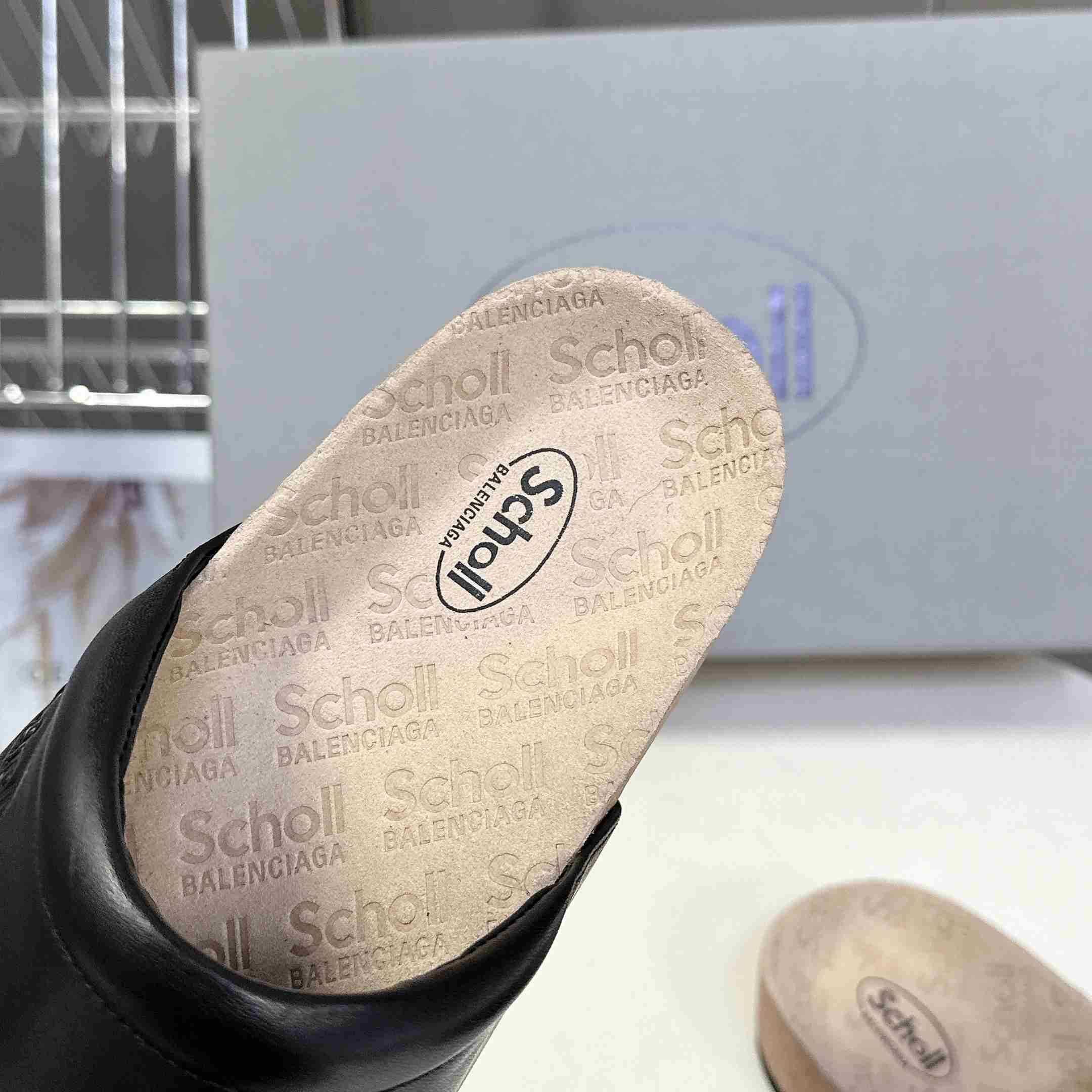 Balenciaga Scholl Flat Mule In Black - PerfectKickZ