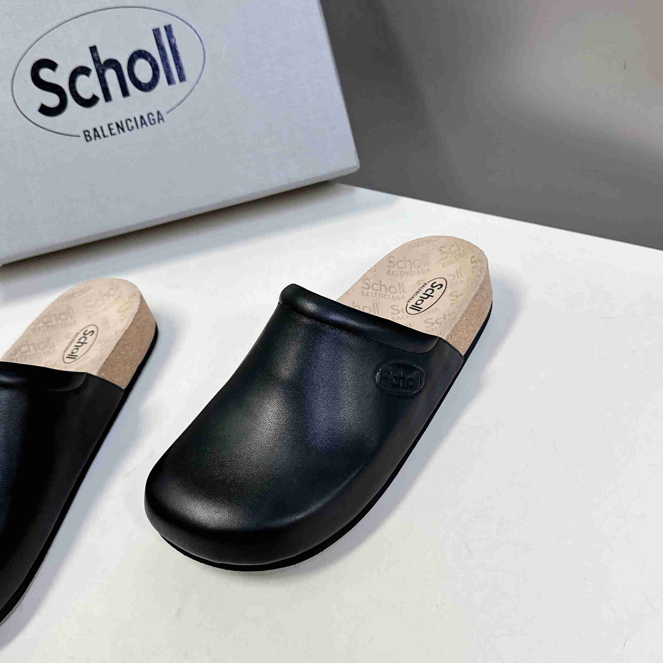 Balenciaga Scholl Flat Mule In Black - PerfectKickZ