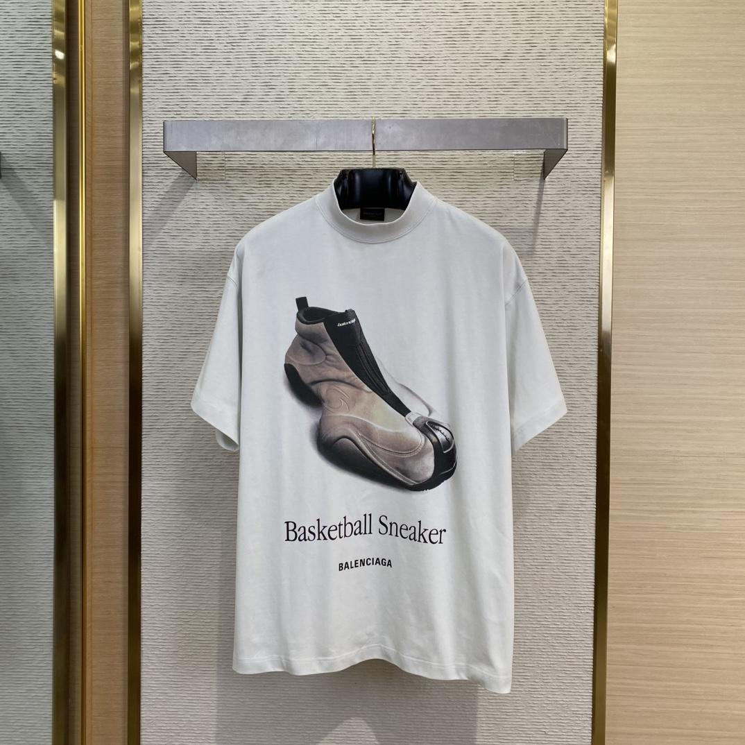 Balenciaga Basketball Sneaker T-Shirt Oversized In Dirty White - PerfectKickZ