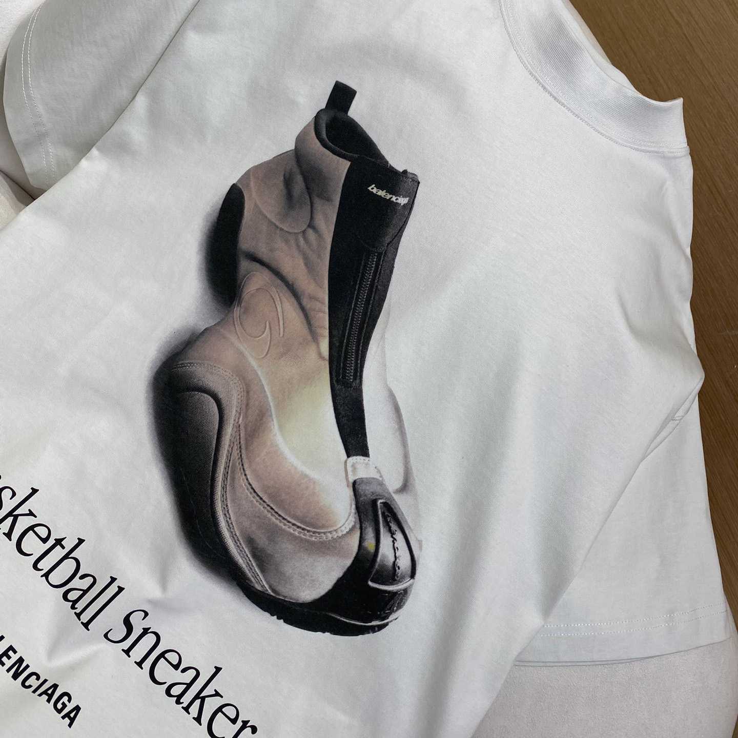 Balenciaga Basketball Sneaker T-Shirt Oversized In Dirty White - PerfectKickZ