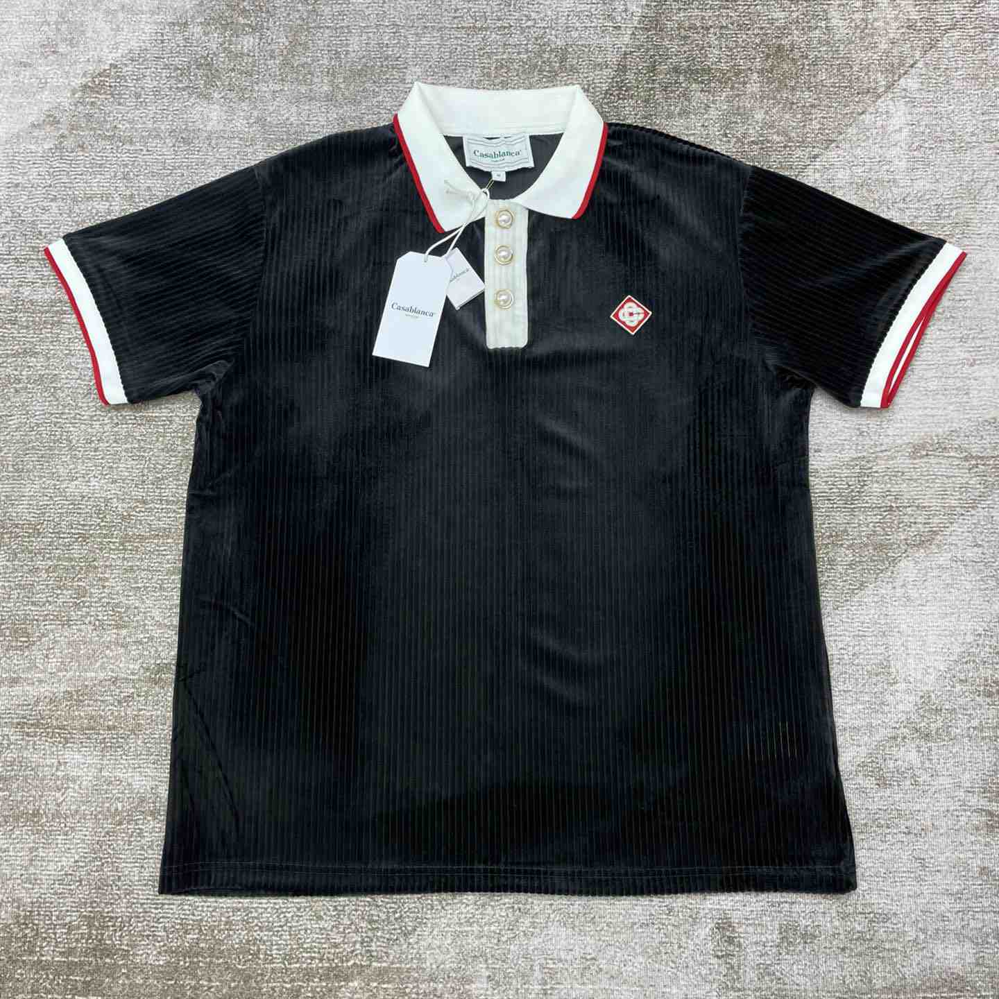 Casablanca Rib Velour Polo Shirt   c878 - PerfectKickZ
