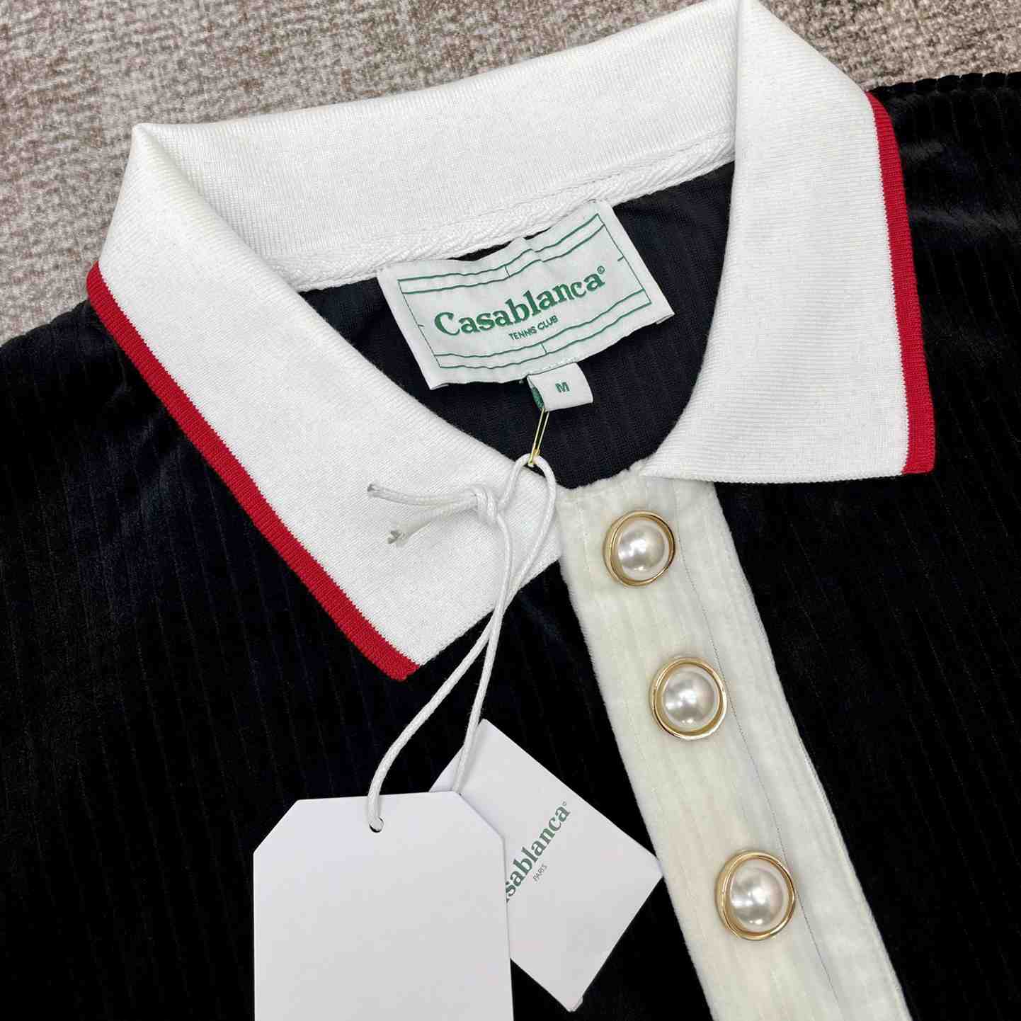Casablanca Rib Velour Polo Shirt   c878 - PerfectKickZ