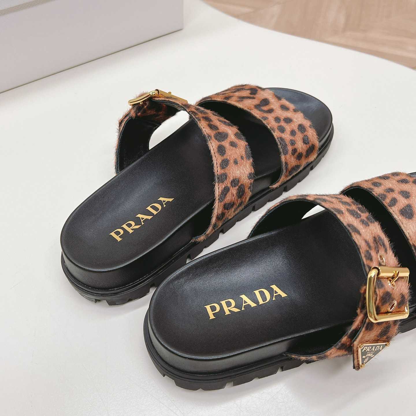 Prada Printed Leather Slides - PerfectKickZ