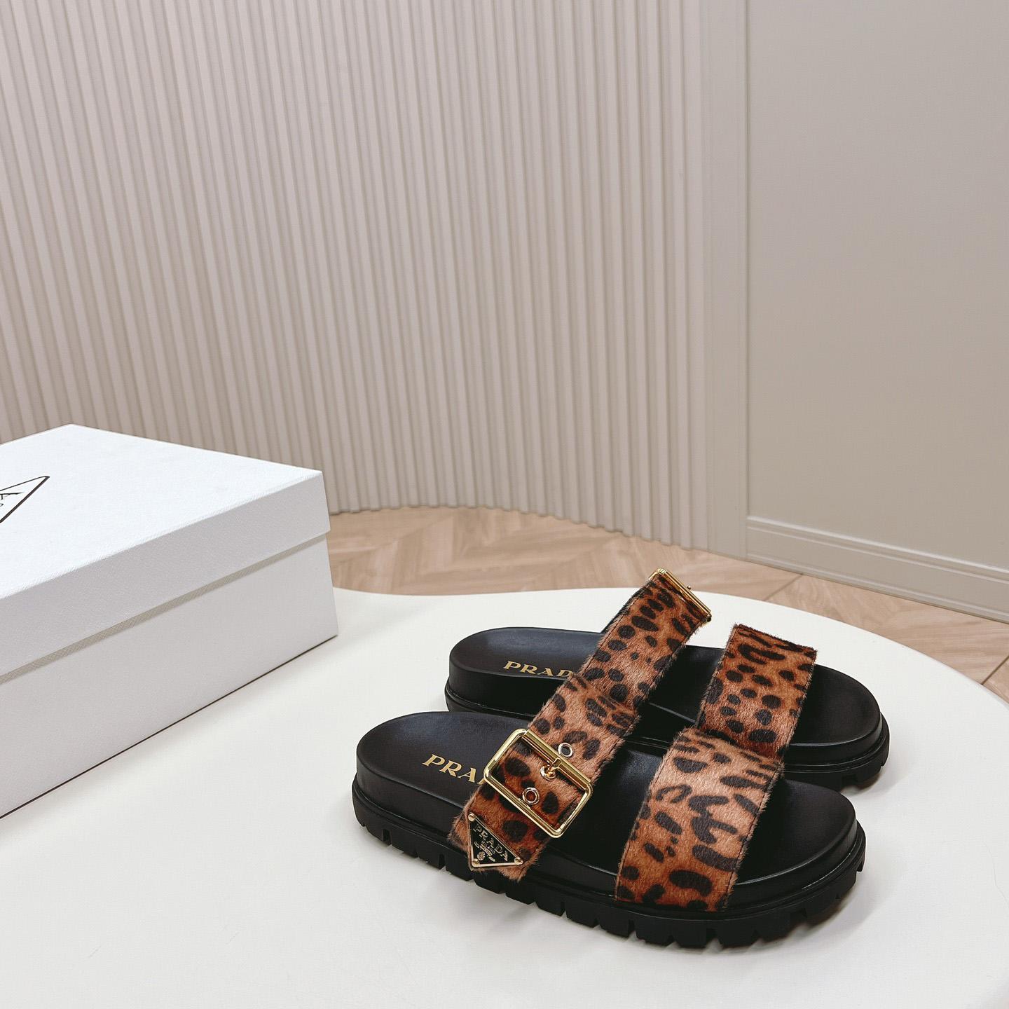 Prada Printed Leather Slides - PerfectKickZ