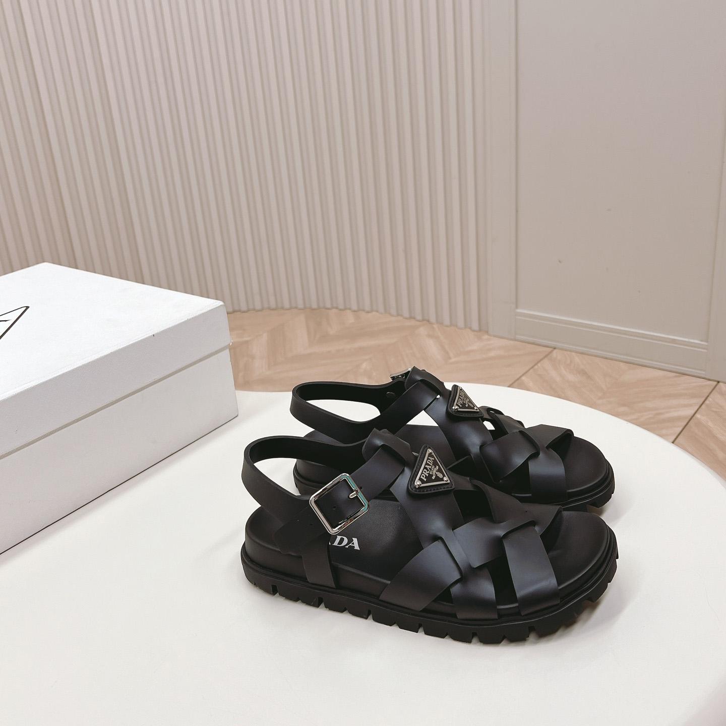 Prada Crisscross Rubber Sandals - PerfectKickZ