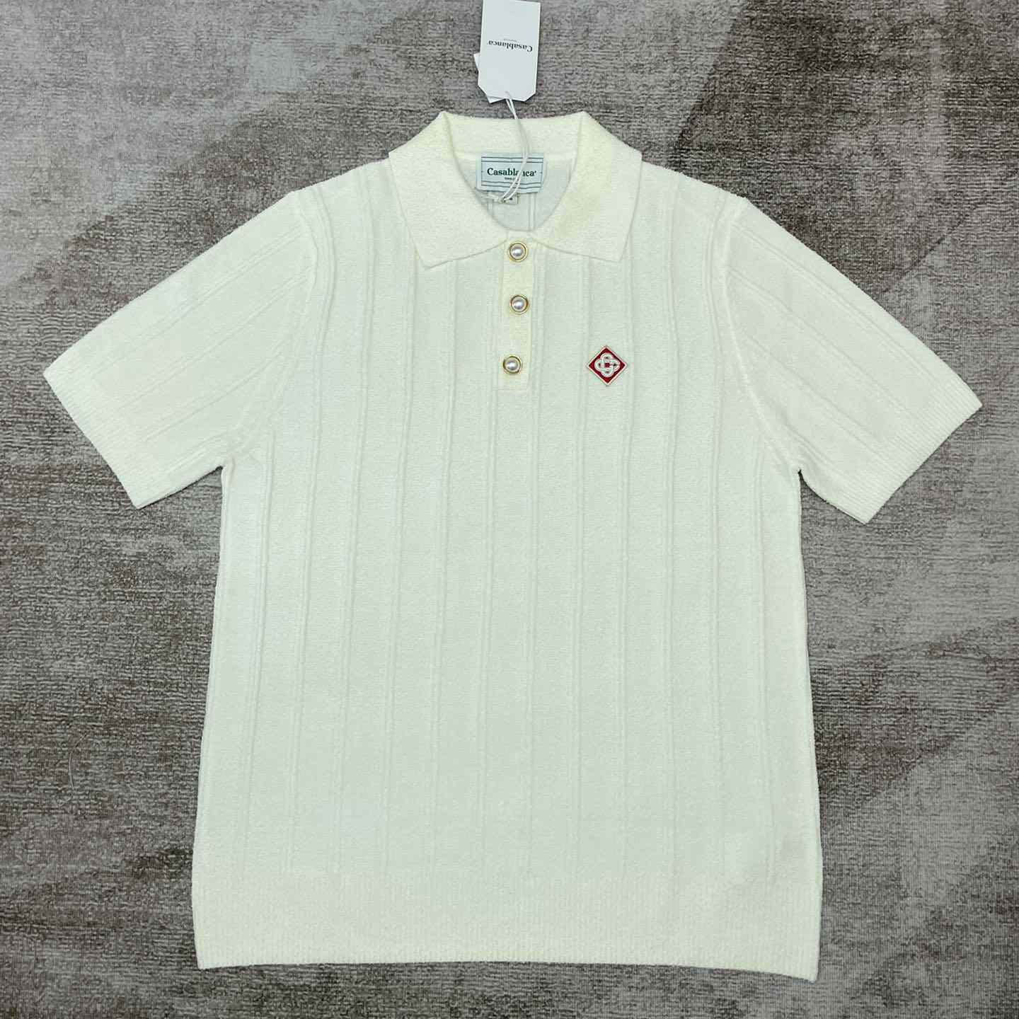 Casablanca Logo Appliqué Boucle Polo Shirt   D0016 - PerfectKickZ