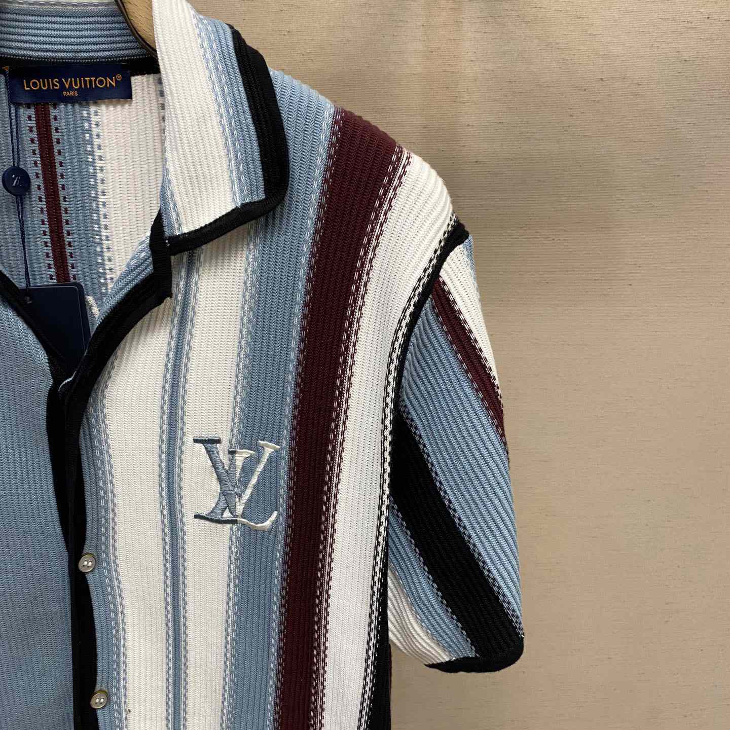 Louis Vuitton Striped Crochet Short-Sleeved Shirt   1AHVOO - PerfectKickZ