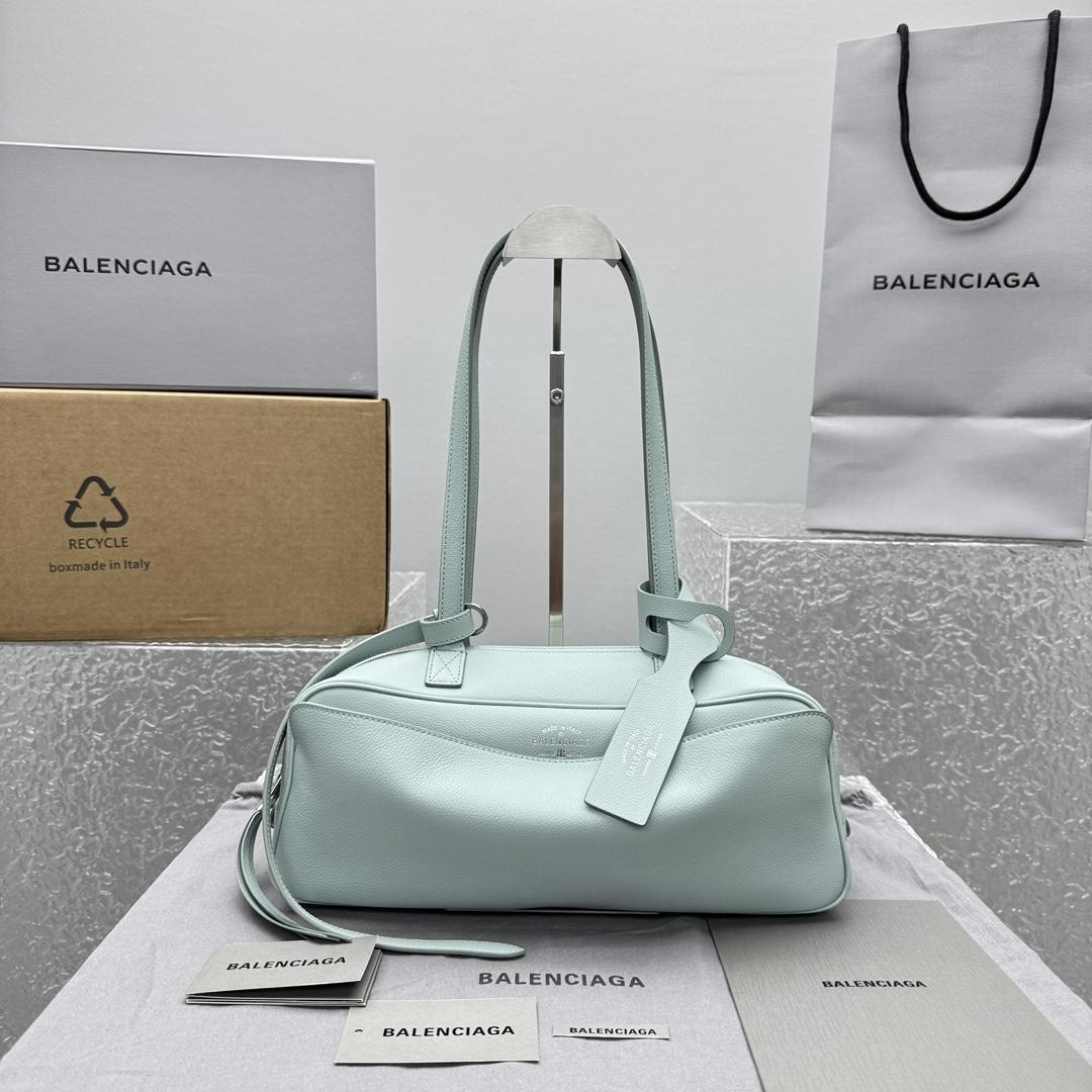 Balenciaga Carrie Bowling Bag Small In Mineral Green - PerfectKickZ