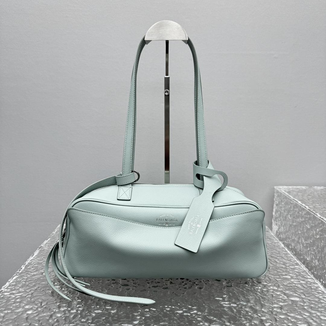 Balenciaga Carrie Bowling Bag Small In Mineral Green - PerfectKickZ