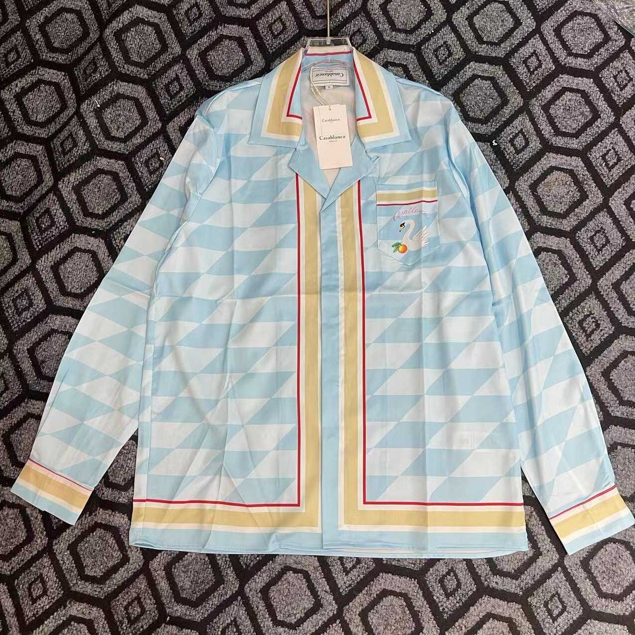 Casablanca Damiers Et Cygne Bleu Silk Twill Shirt - PerfectKickZ
