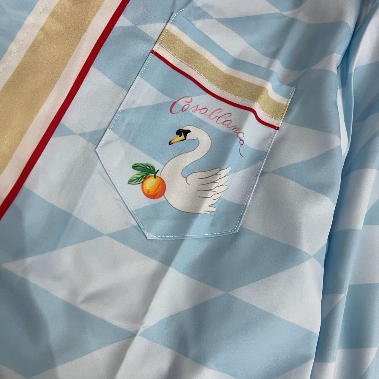 Casablanca Damiers Et Cygne Bleu Silk Twill Shirt - PerfectKickZ