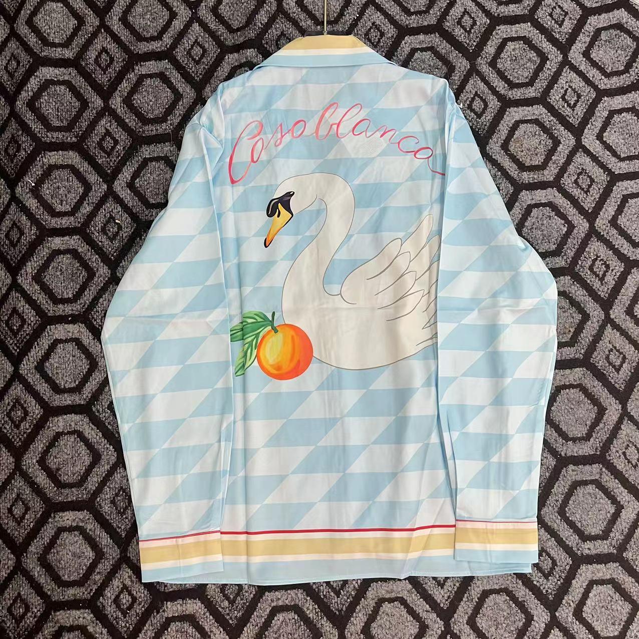 Casablanca Damiers Et Cygne Bleu Silk Twill Shirt - PerfectKickZ
