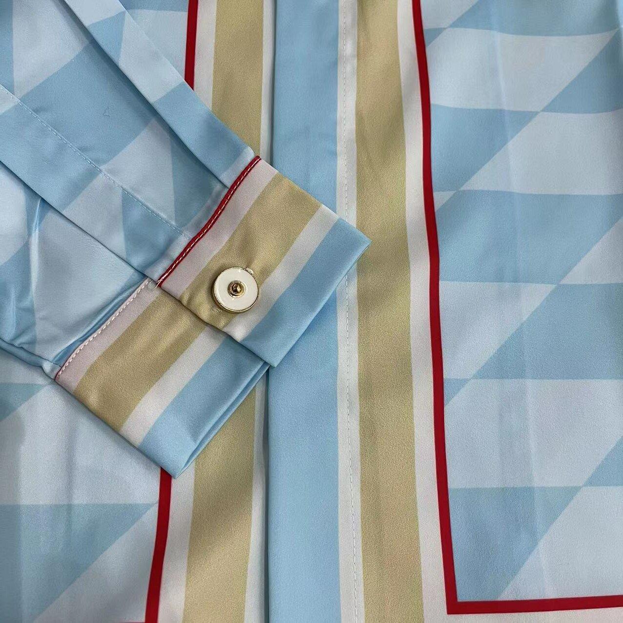 Casablanca Damiers Et Cygne Bleu Silk Twill Shirt - PerfectKickZ