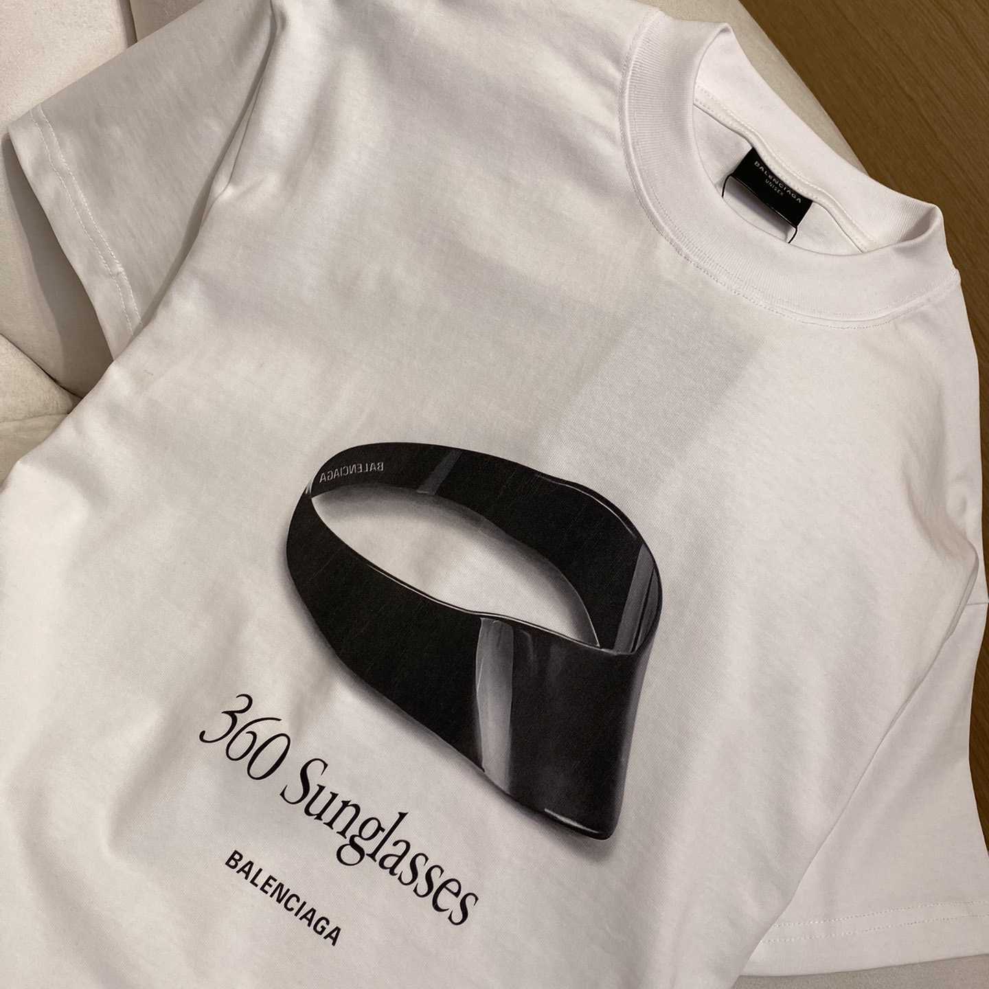 Balenciaga 360 Sunglasses T-Shirt Medium Fit In Dirty White - PerfectKickZ