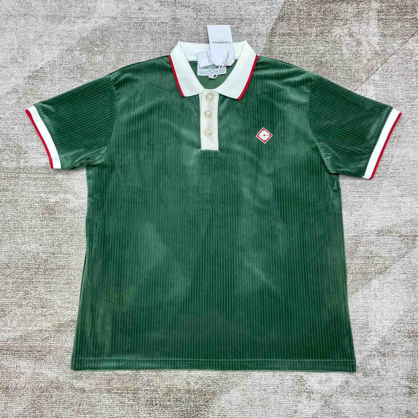 Casablanca Rib Velour Polo Shirt   c877 - PerfectKickZ