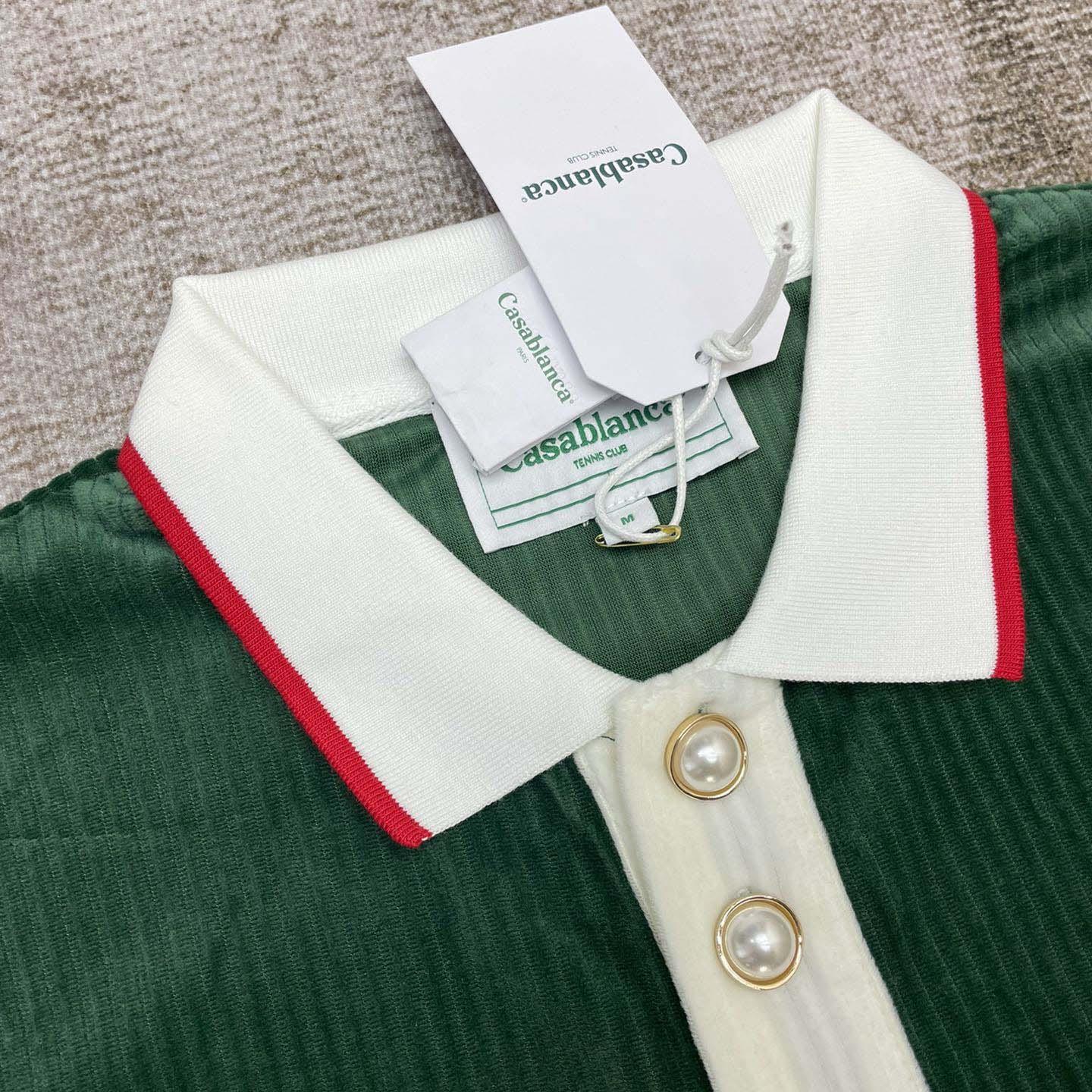 Casablanca Rib Velour Polo Shirt   c877 - PerfectKickZ