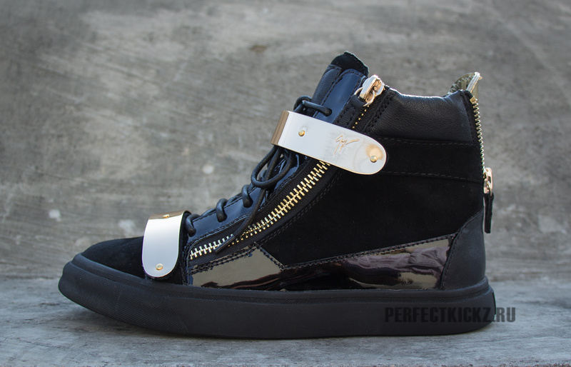Giuseppe Zanotti Black Velvet Leather High-top Kanye Sneakers For Men On Sale