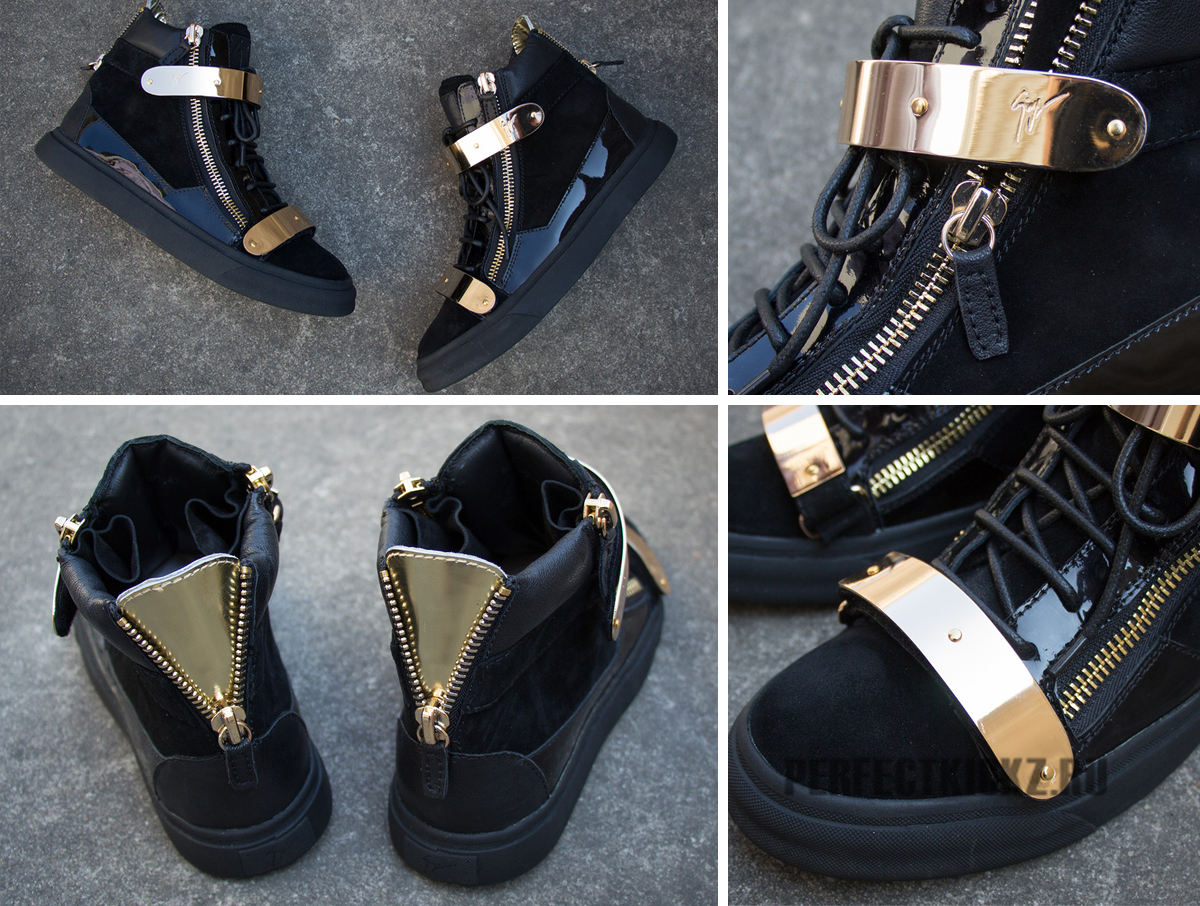 Giuseppe Zanotti Black Velvet Leather High-top Kanye Sneakers For Men On Sale