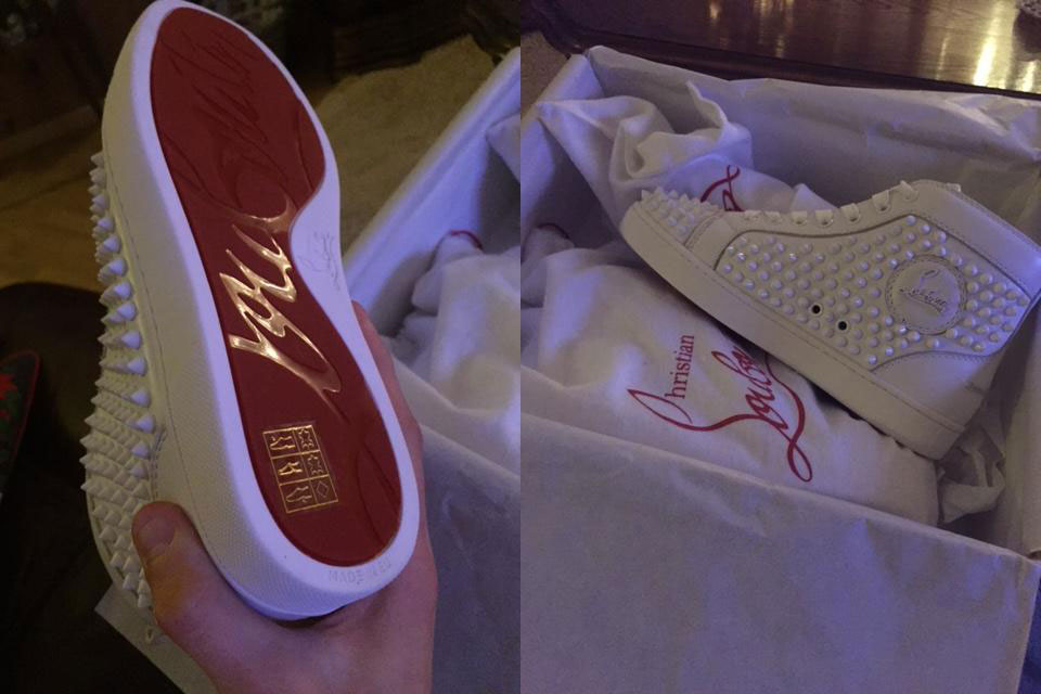 christian louboutin high top Louis Spikes sneaker in white
